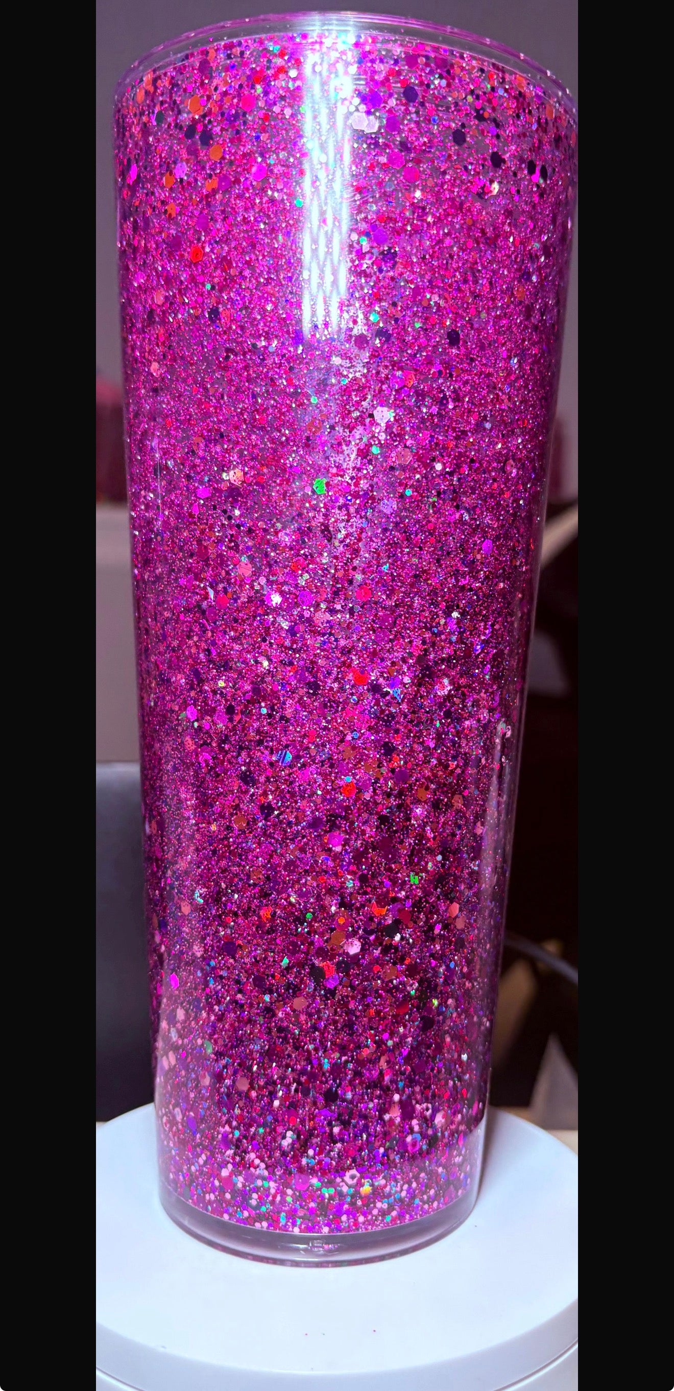 ✨ 24oz Pink Glitter Snow Globe Tumbler | Handmade Custom Sparkle Cup