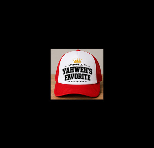 Obviously, I’m Yahweh’s Favorite Trucker Hat | Romans 8:28 | Faith-Inspired Mesh Cap