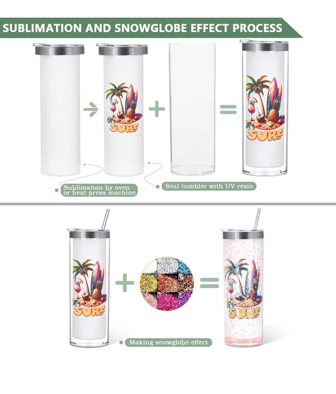 20oz double wall pre drilled sublimation snow globe tumbler.
