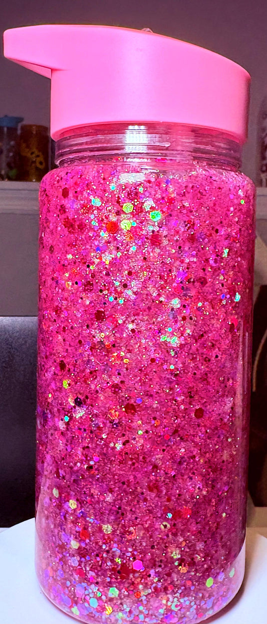 Kids 10oz Pink Glitter Sparkle Tumbler | Custom Wrap Available