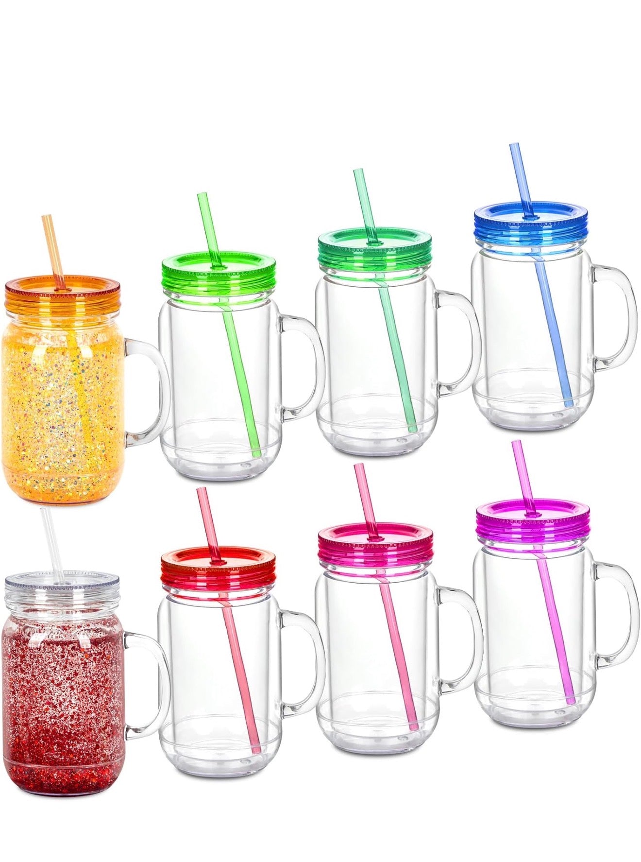 20oz Acrylic Snow Globe Mason Jar with Handle