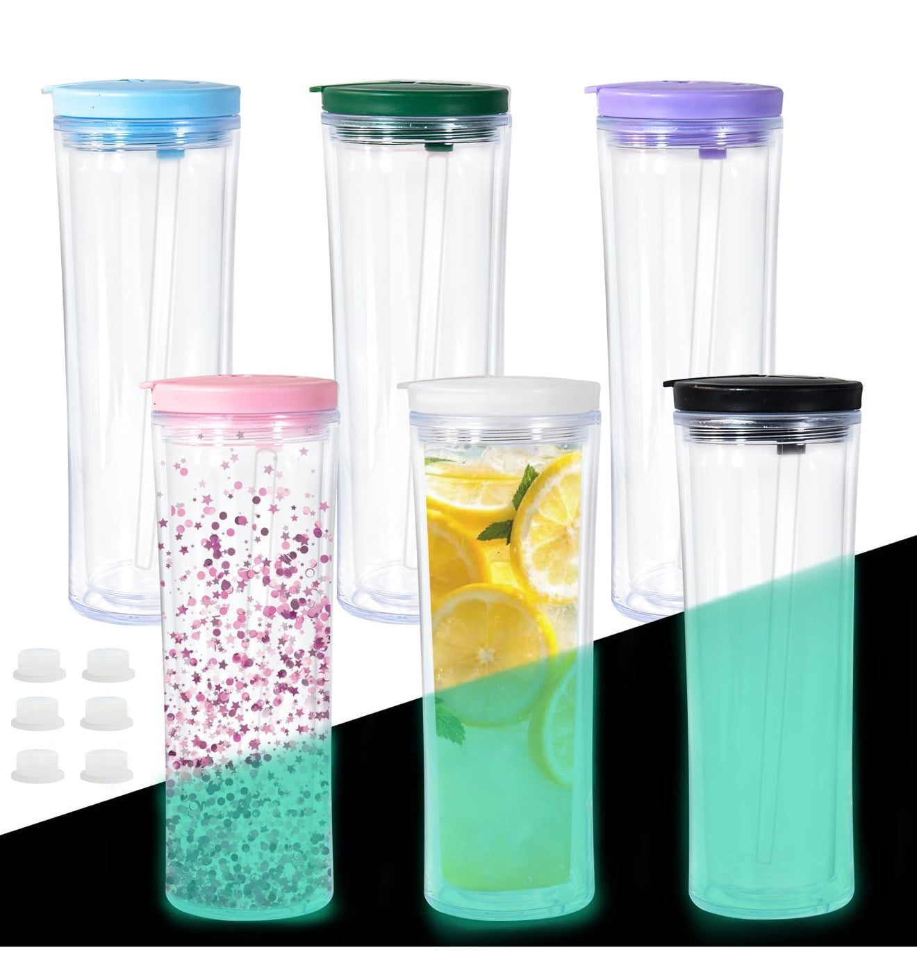 25oz Snow Globe cup, with color lids