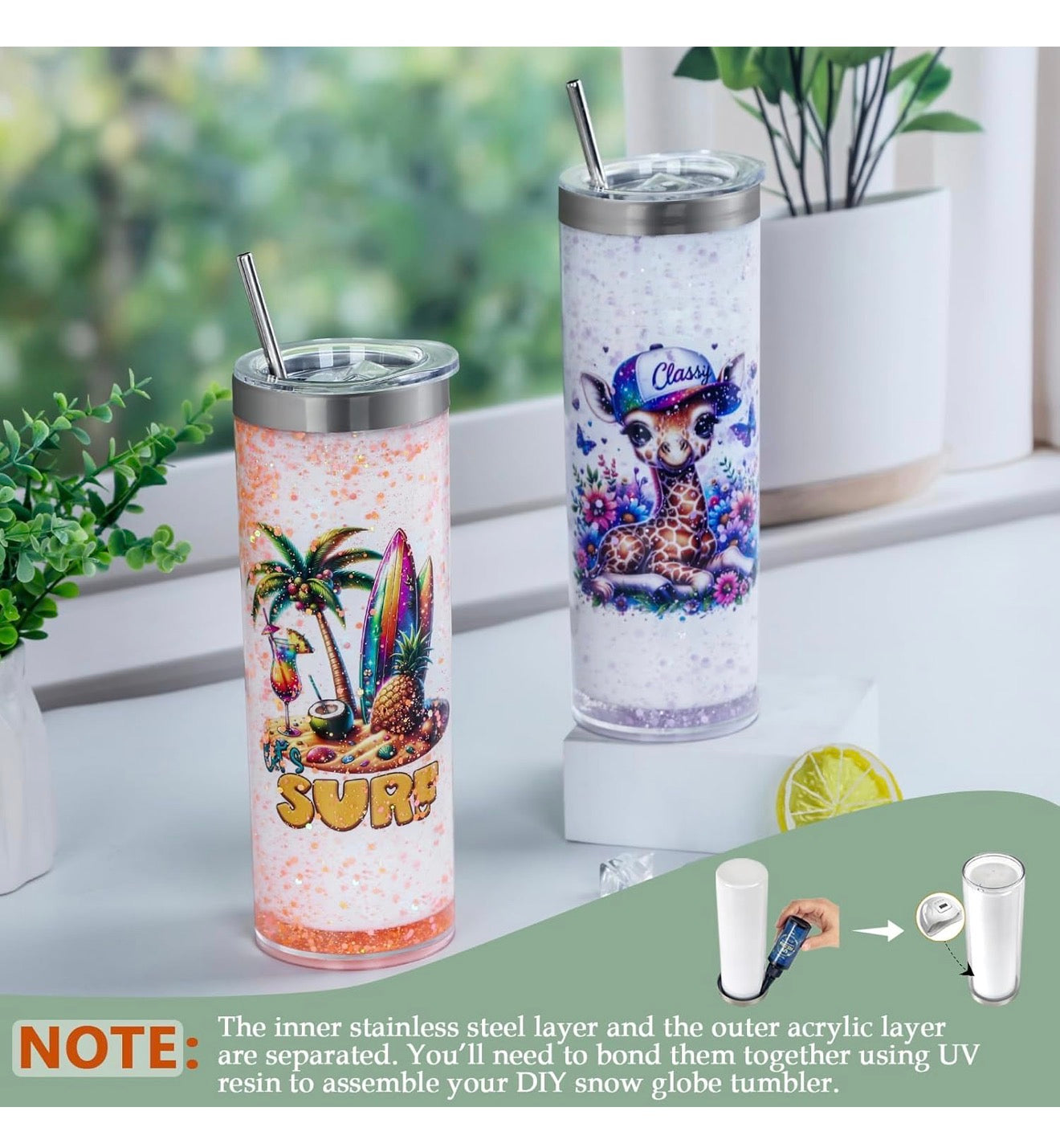 20oz double wall pre drilled sublimation snow globe tumbler.